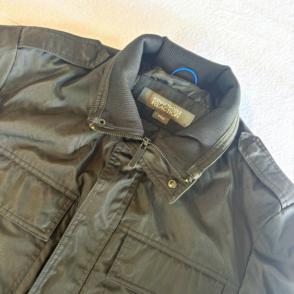 Kenneth Cole Reaction Men's Black Full Zip Jacket Pockets Stand-Up Collar M